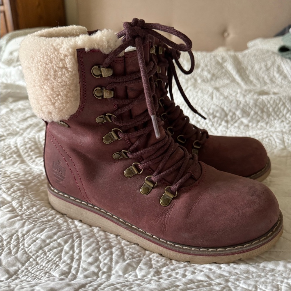 Women's Canadian Royal Burgundy Leather Shearling Boots